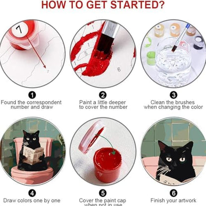 KICHANG Black Cat Paint by Numbers Kit for Adults Beginner (Without Frame) - Image 6