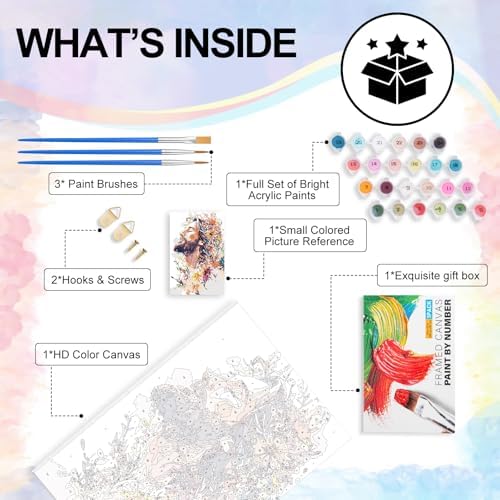 Yezavesu Framed Paint by Numbers Kit for Adults Beginner & Kids Ages 8-12, Jesus Paint by Numbers with Frame, DIY Number Painting for Adults Colorful Flowers for Home Wall Decor Gift 8X 12 inch - Image 5
