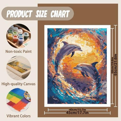 XTCIXAL Paint by Numbers Kit for Adults, Dolphin, 16X20 Inch - Image 4