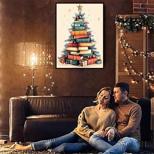 VIGEGU 2 Pack Christmas Paint by Numbers Kit for Adults with Framed,Snowman Christmas Book Tree Paint by Number DIY Adult Paint by Number Kits for Wall Decor9.4x12in - Image 4