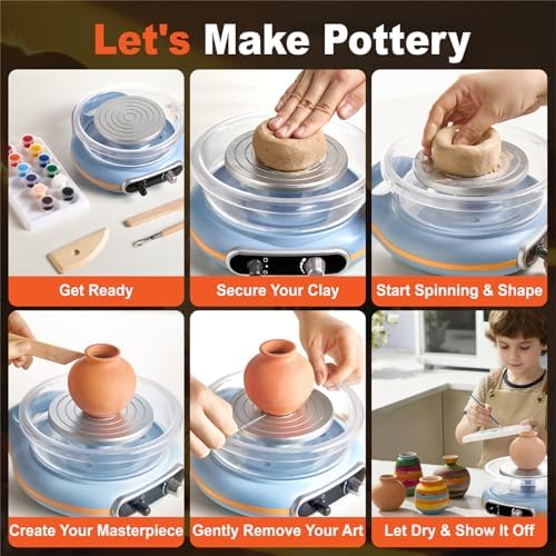 Funspire Pottery Wheel for Kids,mini Pottery Wheel for Children and Beginners - 4.7-inch Electric Pottery Wheel with Adjustable Speed, Low Noise, Precise Control, Includes 16 Pottery Tools - Image 3