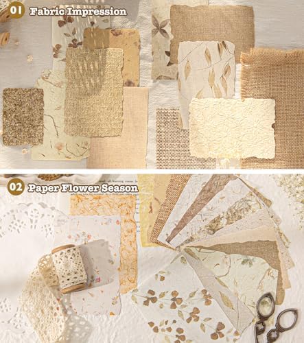 168Pcs Textured Scrapbook Paper Kit Embossed Rice Paper for Junk Journaling - Image 5