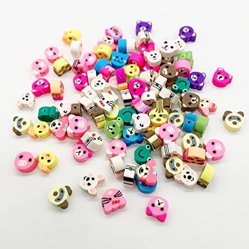 100 Pcs Polymer Clay Beads Cartoon Heishi Spacer Beads Supplies for DIY Bracelet Earring Necklace Jewelry Making (Animal) by PEVOGON