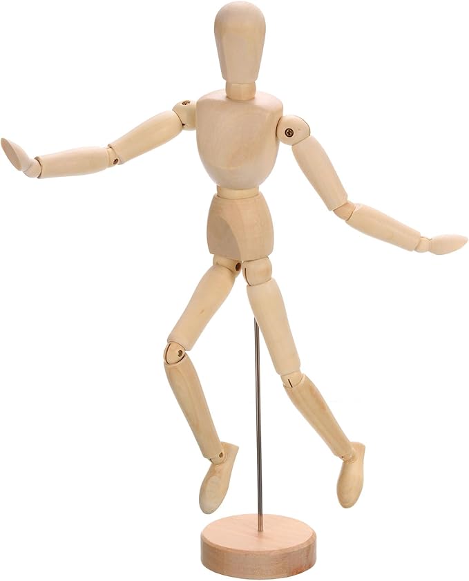PATIKIL 12" Wooden Mannequin Figure, Artist Drawing Manikin Model Flexible Movable Jointed Sketching Lay Figure for Painting Drawing Decoration