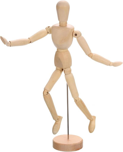 PATIKIL 12" Wooden Mannequin Figure, Artist Drawing Manikin Model Flexible Movable Jointed Sketching Lay Figure for Painting Drawing Decoration