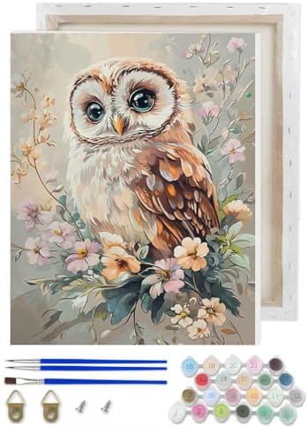 VIGEGU Owl Paint by Numbers Kit for Adults Beginner with Framed by VIGEGU