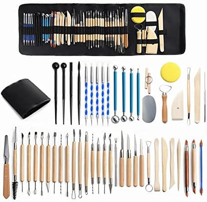 Clay Tools 52PCS Pottery Tools Clay Sculpting Tools Polymer Clay Tools Kit Ceramic Tools for DIY Handcraft Modeling Clay Carving Tools Set by WALTERT+W
