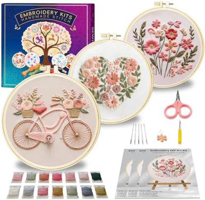 Huacan Embroidery Kit for Beginners with Tutorial Video & Gift Box by Home