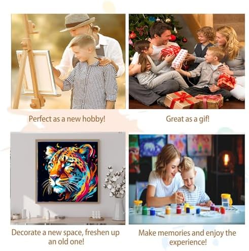 Artunion Framed Paint by Numbers Kit for Adults Beginners & Kids Ages 8-12,Colorful Cheetah Paint by Number with Frame,Animals Paint by Numbers Kit on Canvas 10 * 10 Inch Without Easel - Image 7