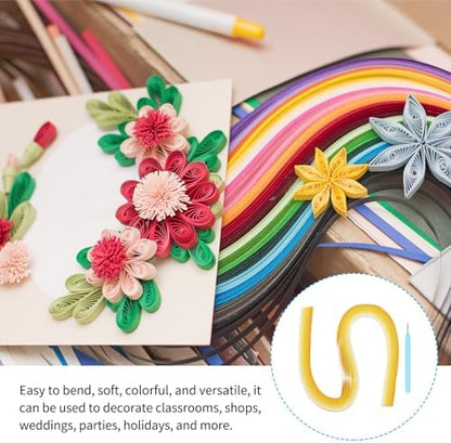 MECCANIXITY Paper Quilling Kit, 21.3 Inch 5mm Paper Quilling Strips with Blue Pen for Beginners DIY Hand Crafts Teaching Tools Flower Decoration(Light Yellow, Pack of 120) - Image 5