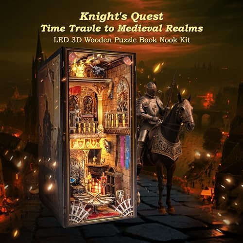 Book Nook Kit - Knight's Castle Dollhouse with Throne Room Scene, Miniature 3D Puzzle for Bookshelves, Dual Power LED Collectible Edition for Adults & Teens - Image 5