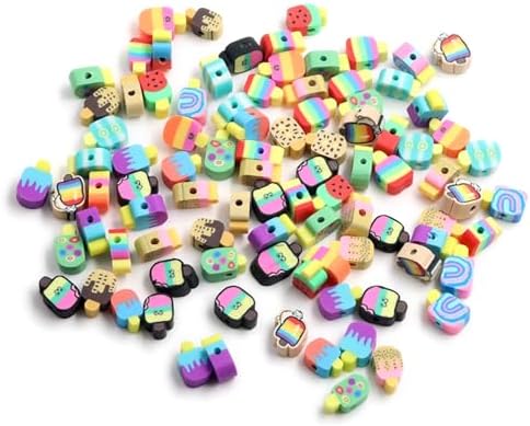 100 Pcs Popsicle Polymer Clay Beads Cartoon Heishi Spacer Beads Supplies for DIY Bracelet Earring Necklace Jewelry Making by PEVOGON