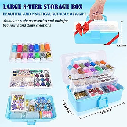 Myzzxt Resin Decoration Accessories Kit,Supplies Kit for Beginner,with Dried Flowers,Butterfly Stickers,Mica Powder and Fillers,Measuring Cups Tool Kit,for Resin Jewelry Making - Image 3