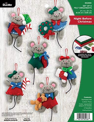 Bucilla 89288E Felt Applique Christmas Ornament Kit, Night Before Christmas, Set of 6 by Bucilla