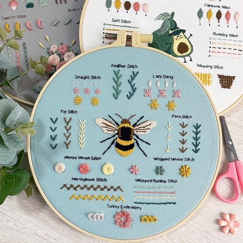 Myfelicity 3 Embroidery kit for Beginners, Beginner Embroidery Kit for Adults. Starter Kits to Learn 28 Different Stitches, Including Fabric with Prints, Threads, Needles, Hoop and Video tutorials… - Image 5