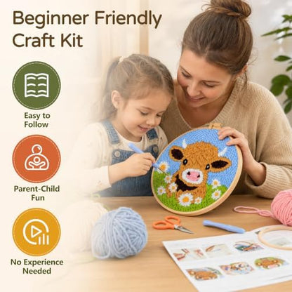 CYANFOUR Punch Needle Kit for Beginners, Sunflower Punch Needle Kits Adults, Craft Kits for Adults with 2 Pre-Printed Fabrics, Embroidery Hoop, Threads, DIY Gift and Home Decor 20 * 20cm - Image 6