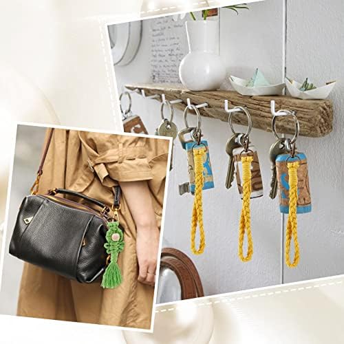 INFUNLY 8 Set Macrame Keychain DIY Kits Mini Boho Keychains Bag Charms Macrame Keychain Bracelet with Tassels for Car Key Purse Phone Instruction Included - Image 4