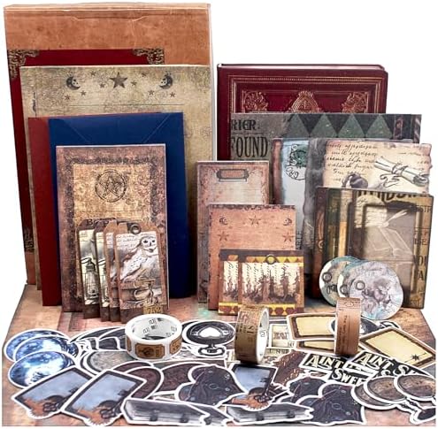 Diuhofart Scrapbooking Supplies Kit, Vintage Magic Scrapbook Kit for Bullet Junk Journal, Stationery, A6 Line Notebook, DIY Journaling Supplies, Birthday Craft Gift for Adults Women by Diuhofart