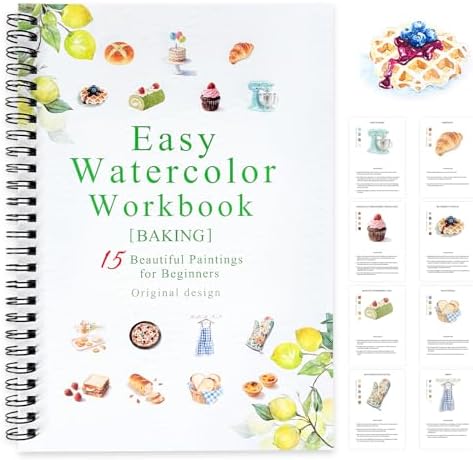 SLWBZ Watercolor Workbook Baking, 15 Different Patterns of Original DIY Designs, Beginner-Friendly Watercolor Workbooks, (Baking, Without Palette) by Unknown