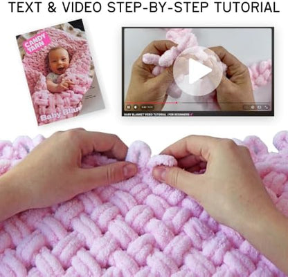 Beginner Craft Kit – Easy Loop Yarn Baby Blanket Kit for Adults & Kids, DIY Arm Knitting Kit with Soft Chenille Yarn, Perfect Handmade Gift (Mint) - Image 6