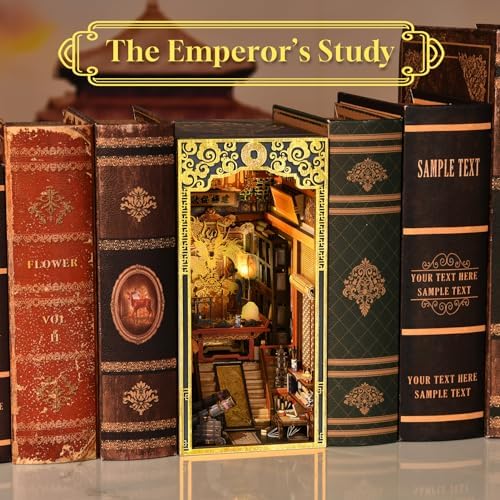 CCCDF Book Nook Kit, The Emperor’s Study DIY 3D Wooden Puzzle with LED - Image 5