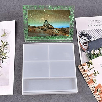 DaKuan 2-Pack Silicone Photo Frame Resin Molds Set - Rectangle & Heart Epoxy Casting Molds for DIY Crafts, Home Decor, Handmade Gifts (5.12x3.54in, 3.94x3.74in) - Reusable & Flexible - Image 5