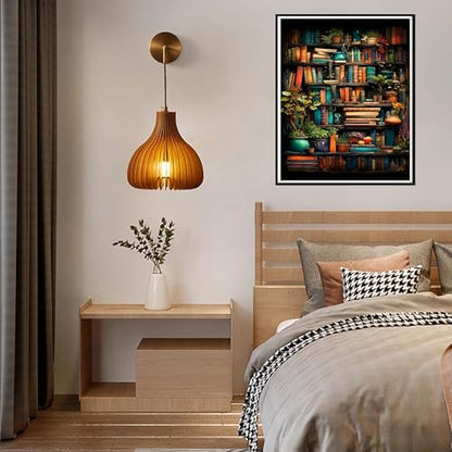 Yunruily Bookshelf Paint by Number Canvas for Adults-Bookshelf Paint by Numbers Adult,Book Oil Painting by Numbers for Adults and Home Wall Decor(with Gifts Box) 16x20inch - Image 3