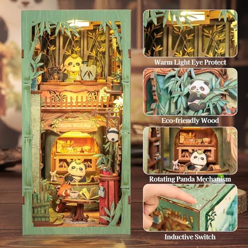 Fsolis Book Nook Kit, Miniature Booknook Panda Bookshop - Image 4