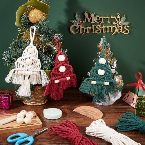 INFUNLY DIY Christmas Macrame Tree Kit for Adults and Beginners - 3 Sets, 3 Colors With Written Instructions and Video for Christmas Tree Hanging Decor - Image 5