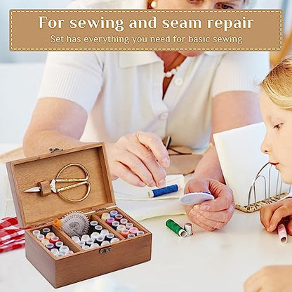 SHWAKK Sewing Kit, Wooden Sewing Kit Box for Adults Beginner Traveler - Image 6