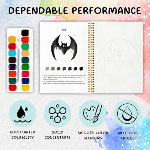 Magic Watercolor Workbook, Water Coloring Book, 12 Patterns, Fantasy Art Watercolor Kit for Beginners, Relaxing DIY Gift for Magic Lovers Painting Book, Adults and Women - Image 3