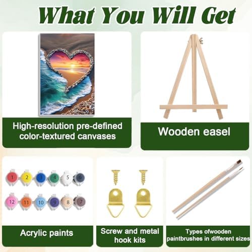 ICYANART 4 Pack Beach Paint by Numbers for Adults with Framed and Easel - Image 4