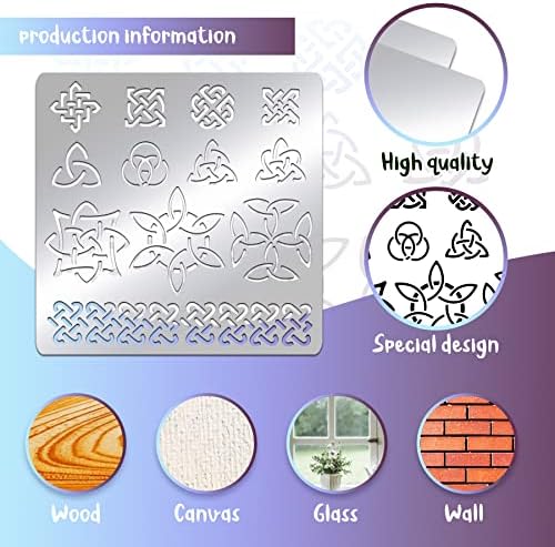 BENECREAT Celtic Metal Stencil Templates, Celtic Knot Pyrography Stencils for Painting on Wood Wall Canvas Furniture, Wood Burning, Pyrography Engraving, 6x6 inch - Image 3