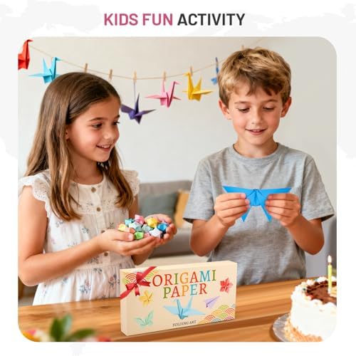 AluAbi Origami Paper Kit 500 Sheets & 1350 Star Strips for Kids 5-12 - Image 7