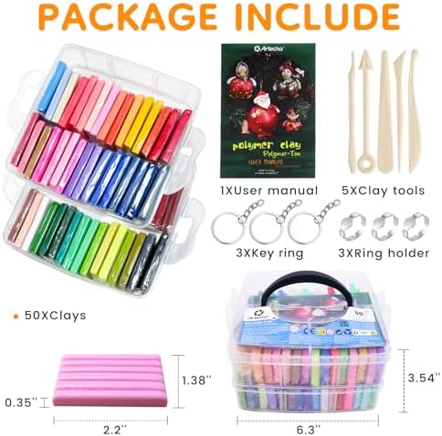 Artecho Polymer Clay Kit, 50 Colors Oven Bake Clay - Image 2