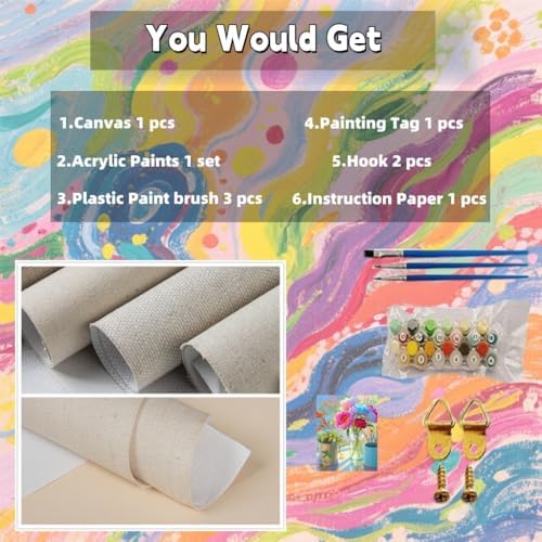 TINDAY Paint by Numbers Kit for Adults Paint by Number for Adults Beginner Peony Painting by Number for Adult Flower on Canvas Acrylic Painting Wall Decor 16x20 in - Image 6