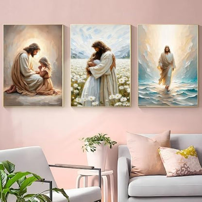 3 Pack Jesus Paint by Numbers Kit for Adults Framed Canvas, Frameworkless - Image 4