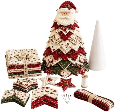 DIY Quilted Christmas Tree Kit, 3D Fabric Patchwork Craft Set for Adults & Beginners, Handmade Holiday Sewing & Tabletop Decor Project, Creative Crafting Gift Box (#V) by Unknown