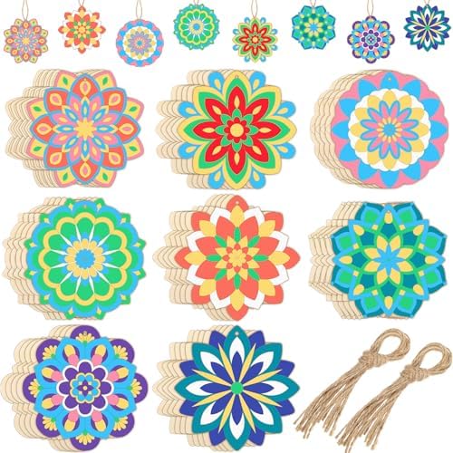 Blosssound 40 Pcs Unfinished Wood Mandala to Paint, Fresh by Blosssound