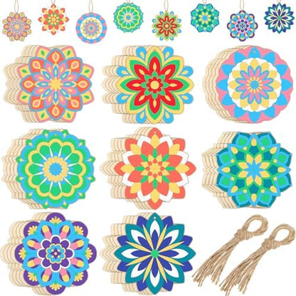 Blosssound 40 Pcs Unfinished Wood Mandala to Paint, Fresh by Blosssound