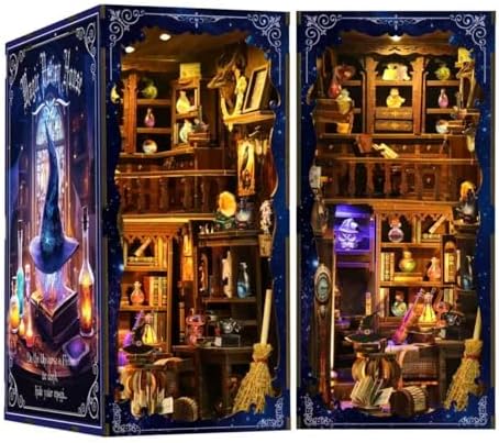 Book Nook Mystical Wizard House DIY Miniature Kit with LED Lights - 3D Magic Cottage Model for Home Decor & Creative Gift by Unknown