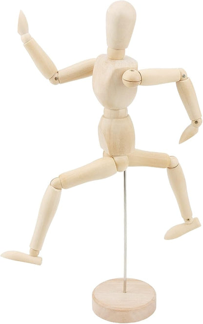 ZEONHEI 4 Pack 12 Inch Wooden Artists Model, Wooden Art Mannequin Moveable Drawing Mannequin, Posable Wooden Figure with Base, Articulated Mannequin Wooden Manikin for Drawing, Painting, Home Decor