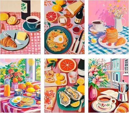 YOLENIX 6 Pack Delicious Food Paint by Numbers Kit for Adults Beginner by YOLENIX