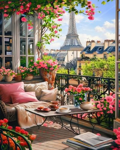 Possoco Paint by Numbers Kit for Adults Beginner, Eiffel Tower Landscape Adult Paint by Number Kits on Canvas, DIY Acrylic Watercolor Oil Paint by Number for Adults for Home Decor Gift 16x20 Inch by Unknown