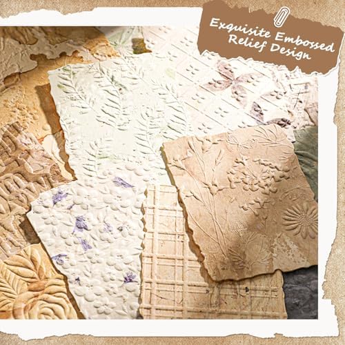 168 Pcs Textured Scrapbook Paper Supplies Vintage Embossed Rice Paper - Image 4