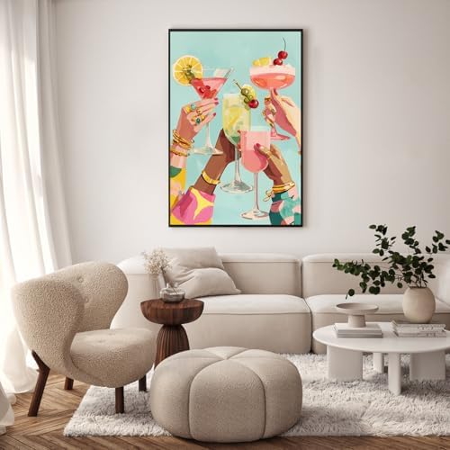 Framed Paint by Numbers Kit for Adults, Cocktail Cheers, 8 x 12 Inch - Image 2