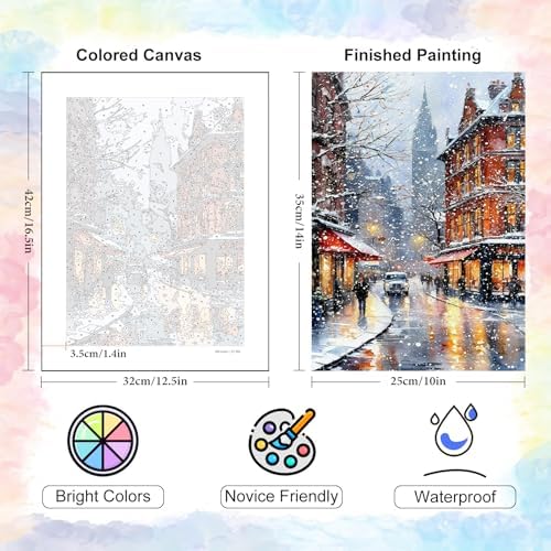 6 Pack Paint by Numbers Kit for Adults Beginner Street Scenery, 10x14 Inch - Image 3