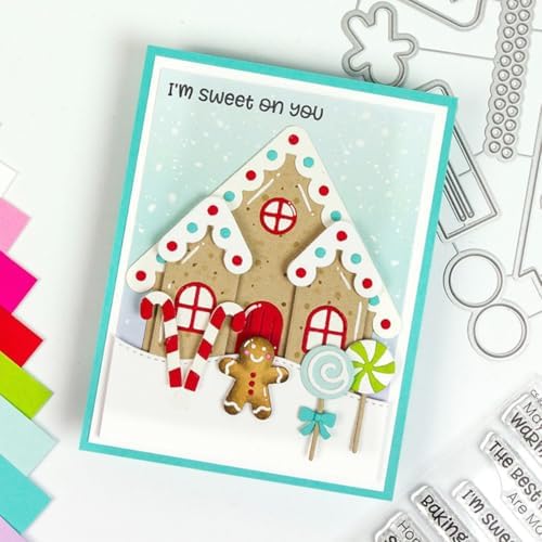 Scrapbooking Die-Cuts, Christmas Metal Cutting Dies for Card Making, Paper Craft Punch Template, Background Embossing Stencils, DIY Album Décor(Christmas Candy House-12.3x14.1cm) - Image 4