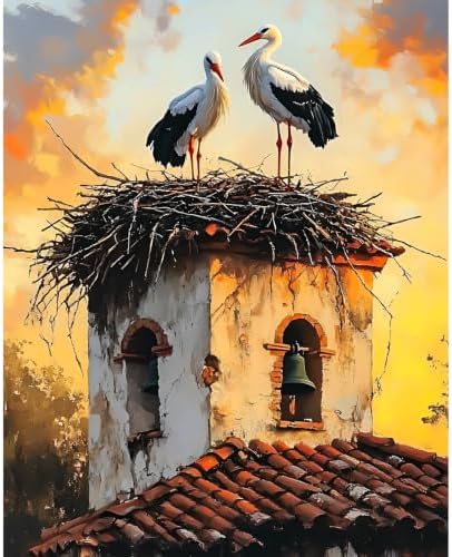 NXIKYO Old Church Paint by Number for Adults Beginners, Rustic Bell Tower Adults Paint by Numbers Kits on Canvas, DIY Oil Painting Acrylic Paints for Home Wall Art Decor(16x20inch) by NXIKYO