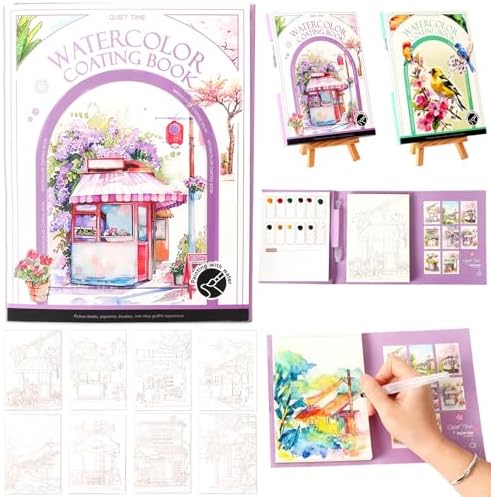 Creative Stress Relief Kit: 2026 Watercolor Workbook & DIY 3-Fold Painting Pad for Beginners, All-in-One Travel Art Set (A Set) by Unknown